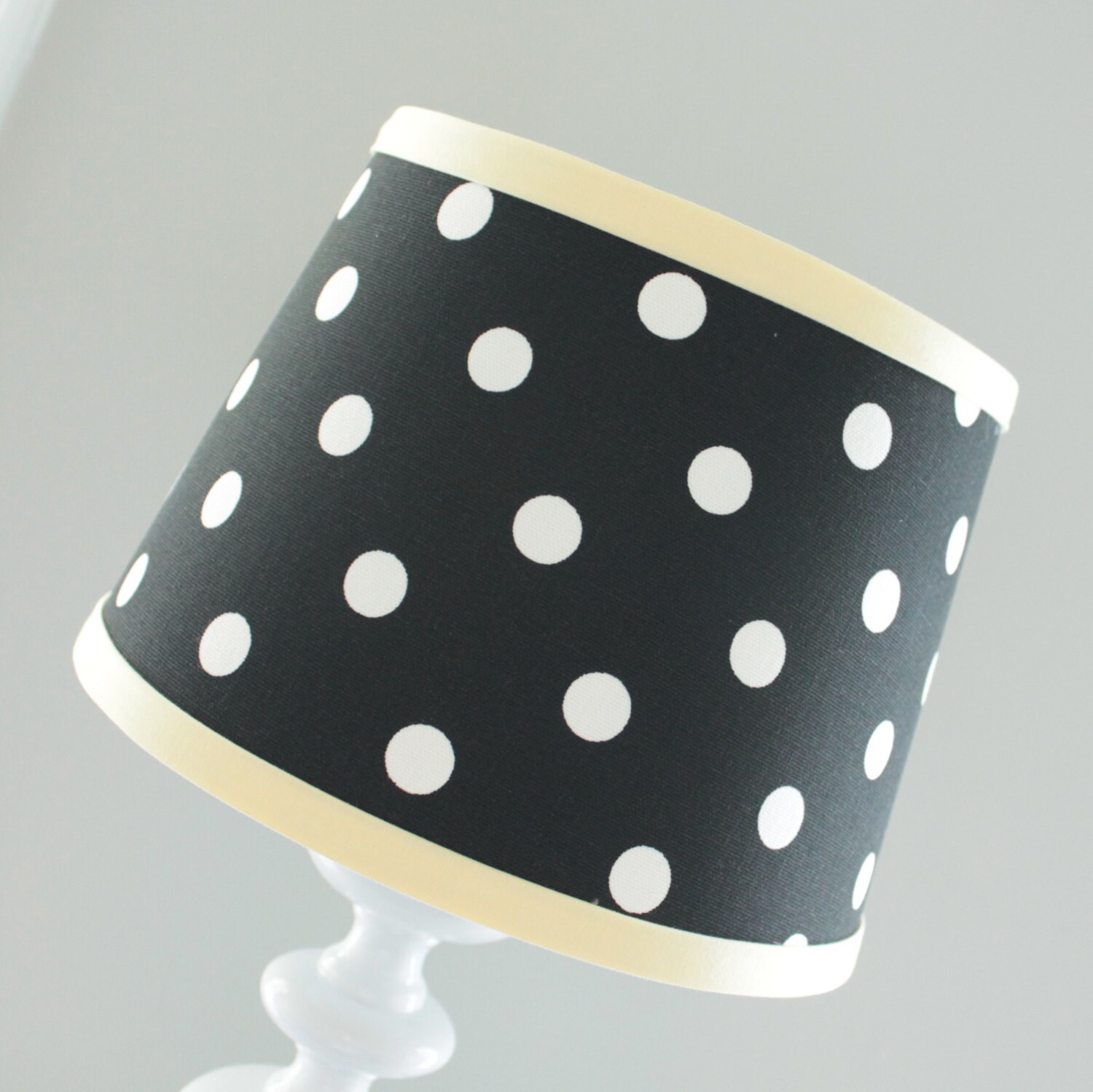 Small Black And White Polka Dot Lamp Shade With Yellow Trim White Polka Dot Lamp Shade, Gray And White Polka Dot Lamp Shade