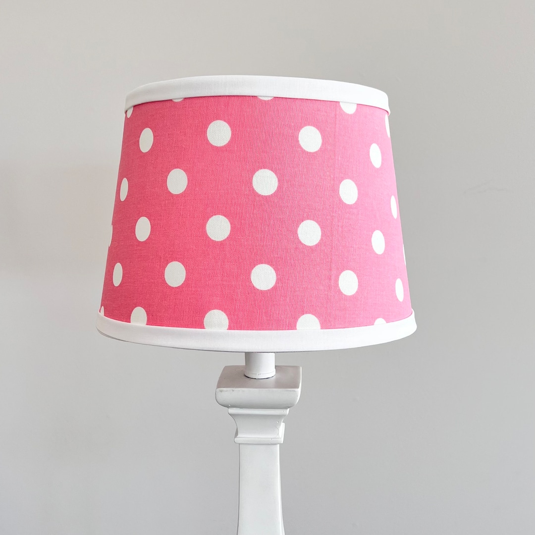 Candy Pink White Polka Dot Lamp Shade. Nursery Kid Girl Baby Room Decor