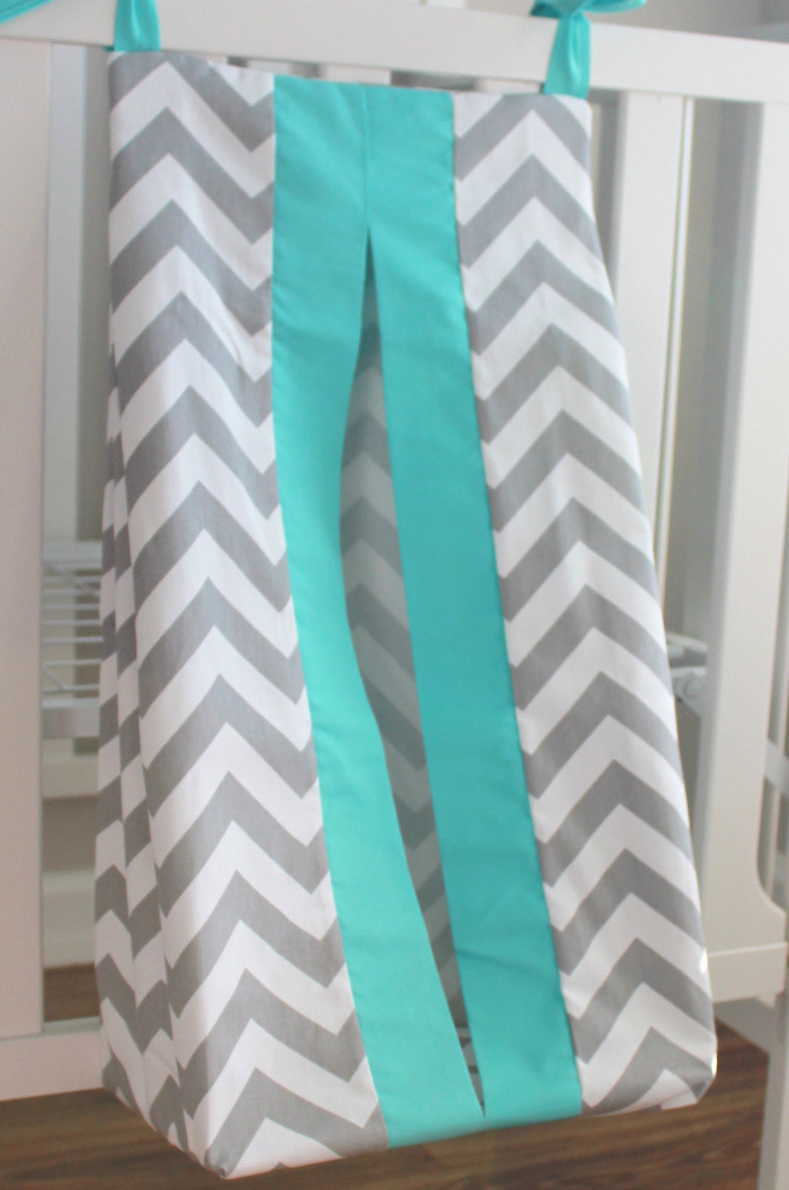 Gray Chevron With Accent Aqua Diaper Stacker. Other Colors Etsy