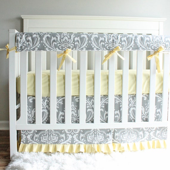 yellow and grey cot bedding