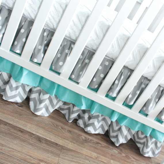 Ruffled Crib skirt. 3 Tiered Crib skirt design. Available in Etsy