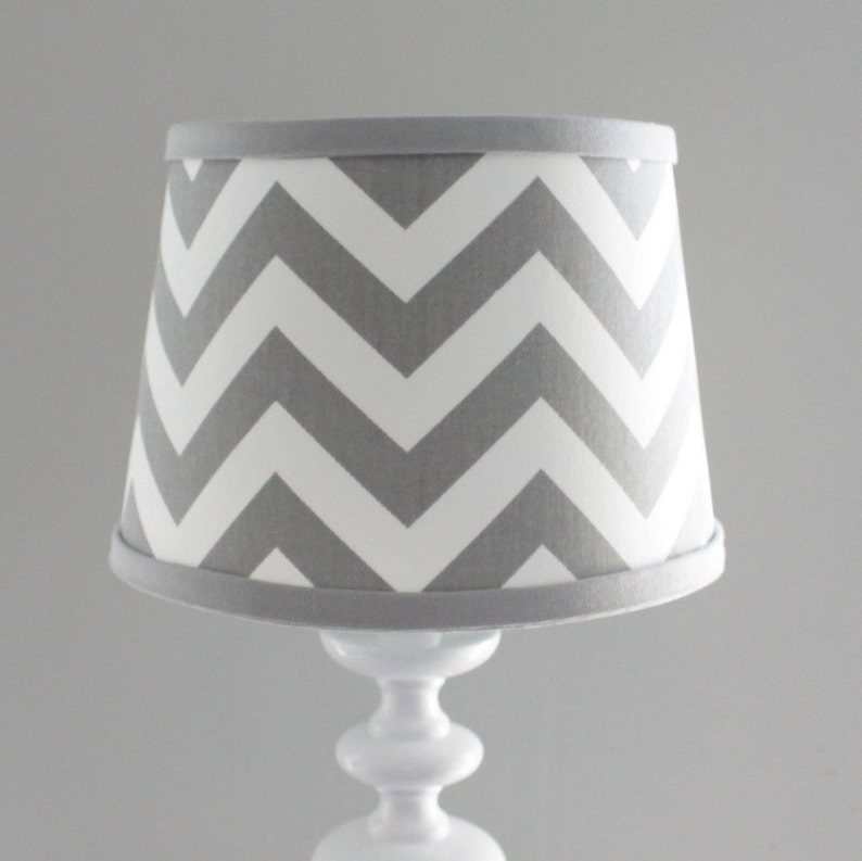 Small Gray White Chevron Lamp Shade With Accent