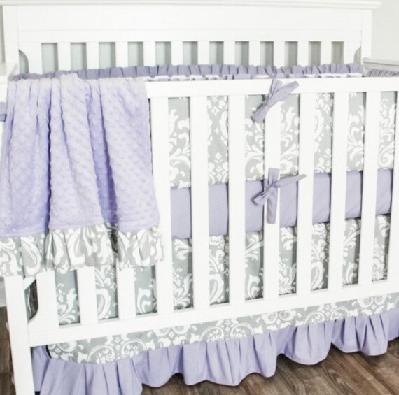 lavender and grey crib bedding