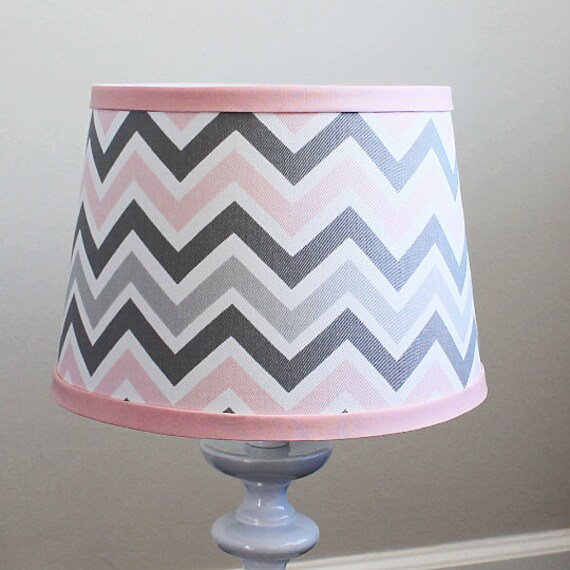 Small Pink Gray Chevron Lamp Shade