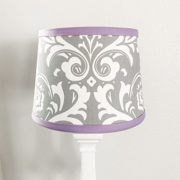 Lavender & Gray Damask Lamp Shade