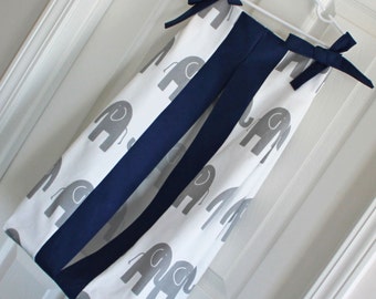 Gray Elephant and navy custom Made Diaper Stacker