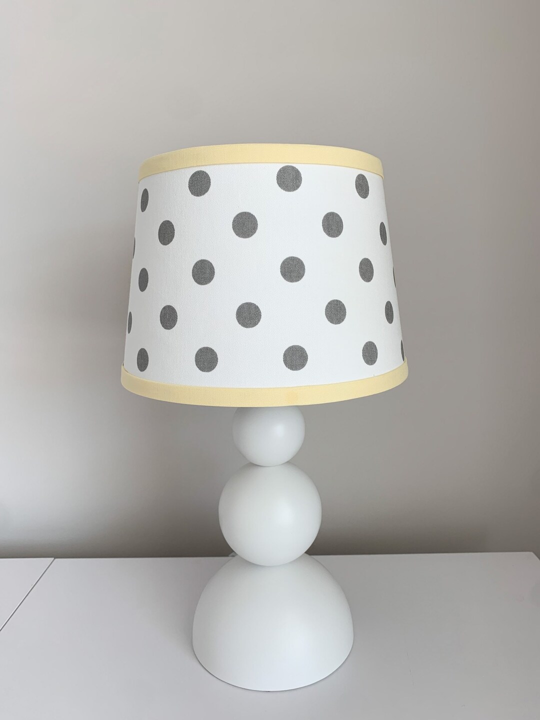 Small Gray and White Polka Dot Lamp Shade With Yellow Trim. Other ...