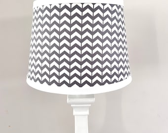 Gray white modern lamp shade. Nursery. Kid room decor lighting