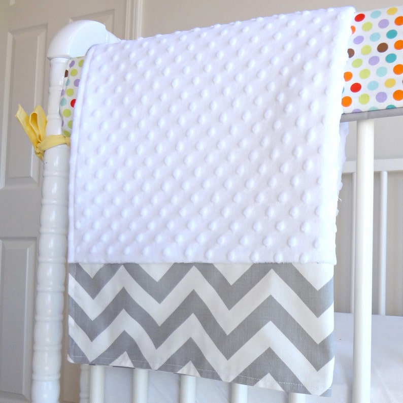 Chevron Blue and Yellow Bumperless Crib Rail Bedding Etsy