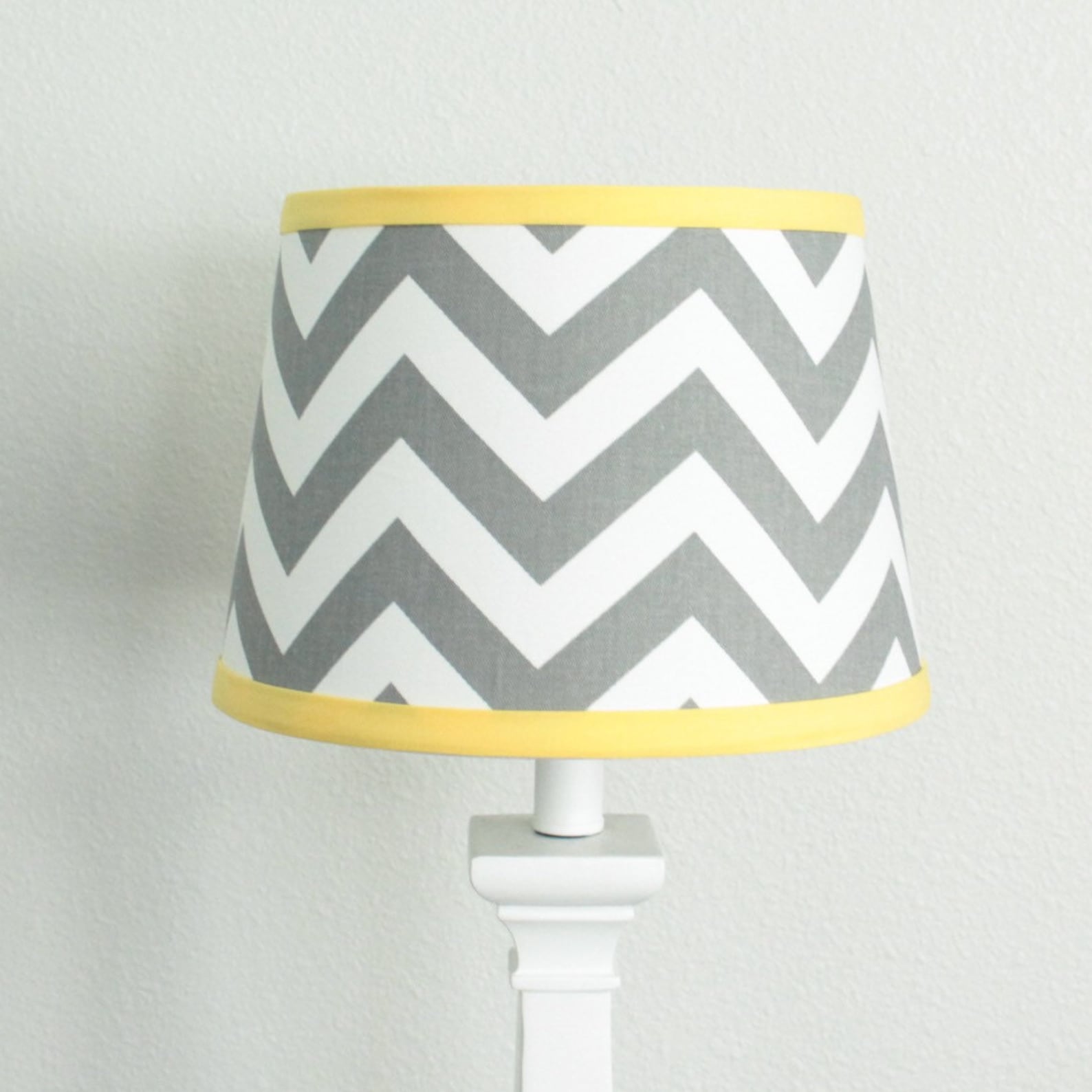 Small White Gray Chevron Lamp Shade With Accent Yellow. Etsy