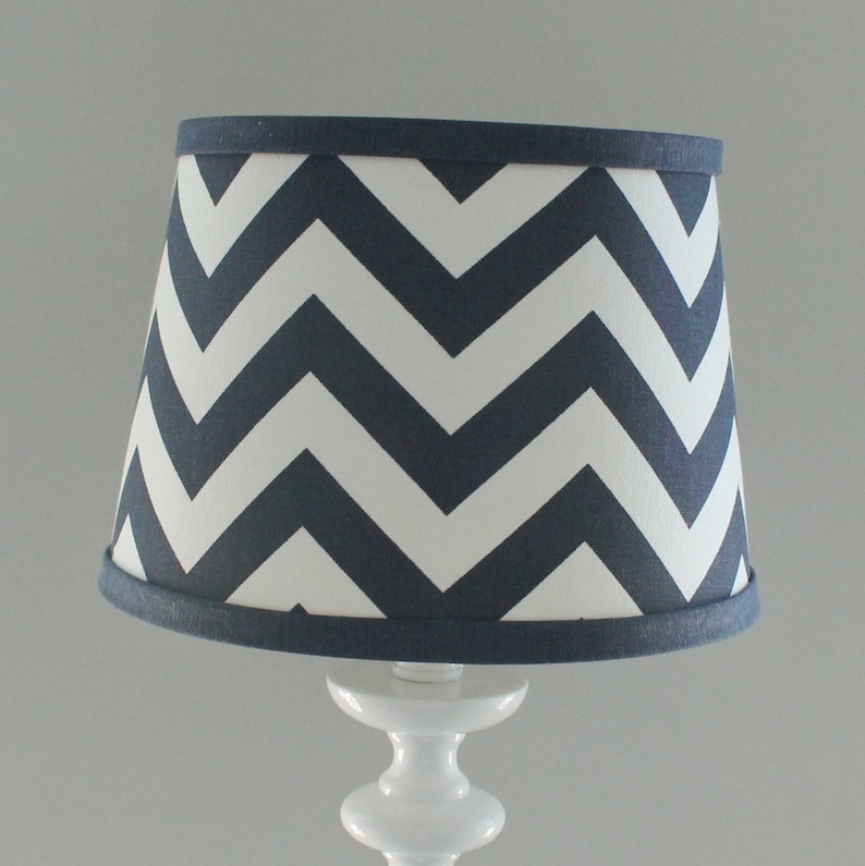Small Navy White Chevron Lamp Shade With Accent Navy Blue. Etsy