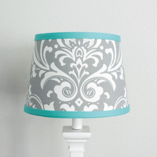 Aqua Blue Damask Lamp Shade