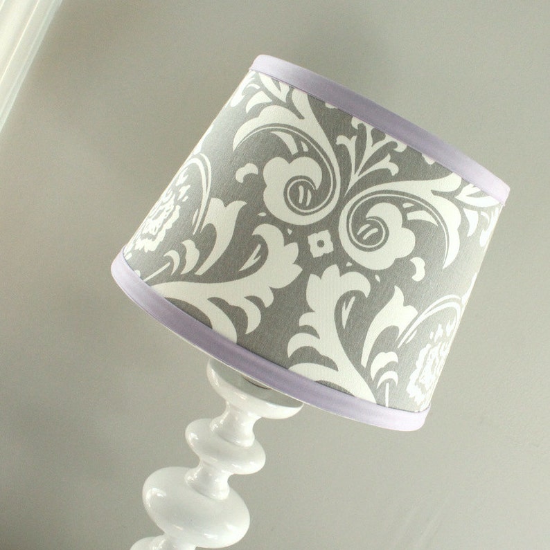 Lavender & Gray Damask Lamp Shade Etsy