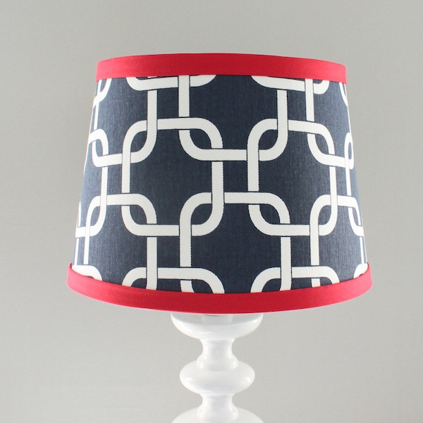 Small Red and Navy Gotcha lamp shade.  Other colors available.