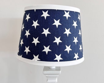 White Navy star twinkle modern lamp shade. Nursery boy Kid baby room decor lighting