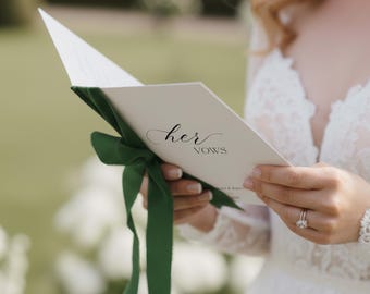 Personalized Paper Wedding Vow Books,His and Her Vows, Keepsake for Bride and Groom,Unique Wedding Gift Ceremony Booklets Paper with Ribbon