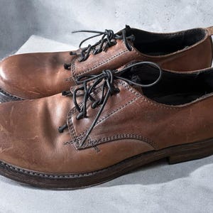 Vintage shoes Brown Leather shoes Derby Shoes MOMA Handmade Italian Shoes Unisex Minimalist shoes