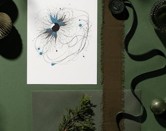 Abstract Space Art Print: Black Hole, Blue Star (Digital Download A3/Square Ratio JPEG Files)