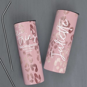 Rose Gold Leopard Cheetah Print Tumbler, Custom Bridesmaid Skinny Tumbler, Bridesmaid Tumbler, Birthday Tumbler,Personalized Tumbler