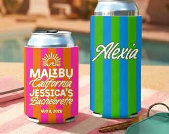 Bachelorette Custom Cozies -  Cabana Stripes - Slim Seltzer & Standard Can Size