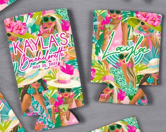 Ladies of Leisure Bachelorette Can Coolers - Tropical Resort Personalized Party Favors