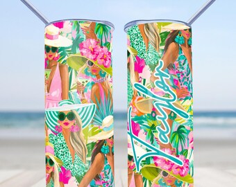 Southern Lady Bachelorette 20 oz Skinny Tumblers - Personalized Party Favors