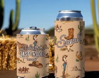 Last Rodeo Bachelorette Party Favors Western Cowgirl Can Coolers | Boots Booze Besties Custom Cozies for Bride Crew Nash Bash Weekend