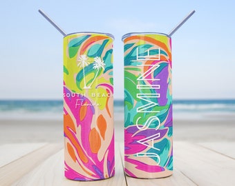 Gobelet personnalisé - Gobelet personnalisé - 20 oz gobelet skinny verres de demoiselle d'honneur tropicales d'été - Cadeaux d'enterrement de vie de jeune garçon - gobelet de plage
