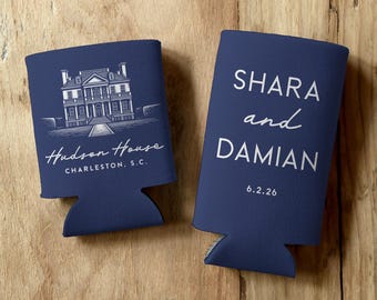 Venue Illustration Wedding Favors - Can Coolers Slim and Standard Size
