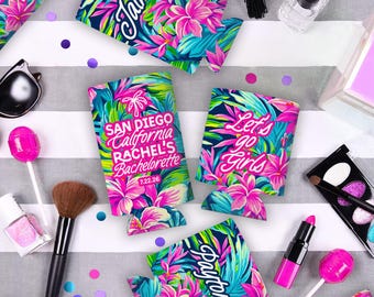 Tropical Bachelorette Party Favors - Hawaiian Floral Cozie Beach Wedding Favor