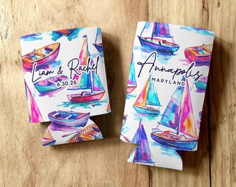 Sailboat Cozie Party Favors - Slim and Standard Can Coolers