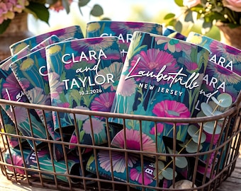 Wildflower Wedding Can Coolers, Personalized Party Favors