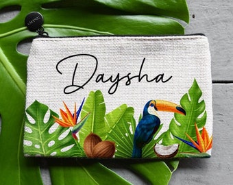 Womens Bag Shoulder Tote handbag Zipper Purse Top-handle Zip Bags Parrot Toucans Hummingbird And Tropical Palm Leaves