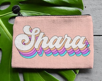 Borsa per cosmetici pastello con carattere retrò, borsa per il trucco Bride Babe, borsa per il trucco personalizzata per damigelle d&#39;onore, borsa per cosmetici personalizzata, regalo per damigelle d&#39;onore