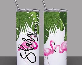 Flamingo Bridesmaid Tumbler, Personalized Bachelorette Gift