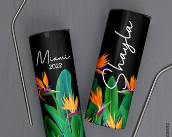 Bird of Paradise Flower Tumbler, Custom Bridesmaid Skinny Tumbler, Bridesmaid Tumbler, Birthday Tumbler,Personalized Tumbler,Bridesmaid Gift