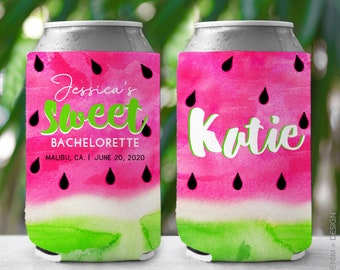 Watermelon Bachelorette or Birthday Can Cooler,  Summer Watermelon Party, Birthday or Bachleorette Watermelon Slim or Standard Can Cooler