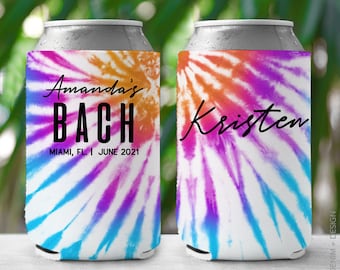 Tie Dye Can Coolers, Wedding Birthday Cozie, Custom Bridesmaid Can Coolers, Tie Dye Bachelorette Party, Slim Can or Standard Can Sizes