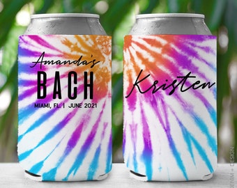 Tie Dye Can Coolers, Wedding Birthday Cozie, Custom Bridesmaid Can Coolers, Tie Dye Bachelorette Party, Slim Can or Standard Can Sizes