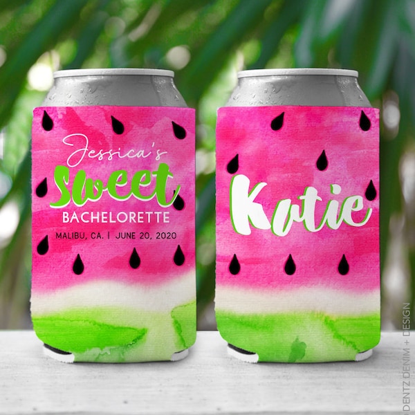 Watermelon Bachelorette or Birthday Can Cooler,  Summer Watermelon Party, Birthday or Bachleorette Watermelon Slim or Standard Can Cooler