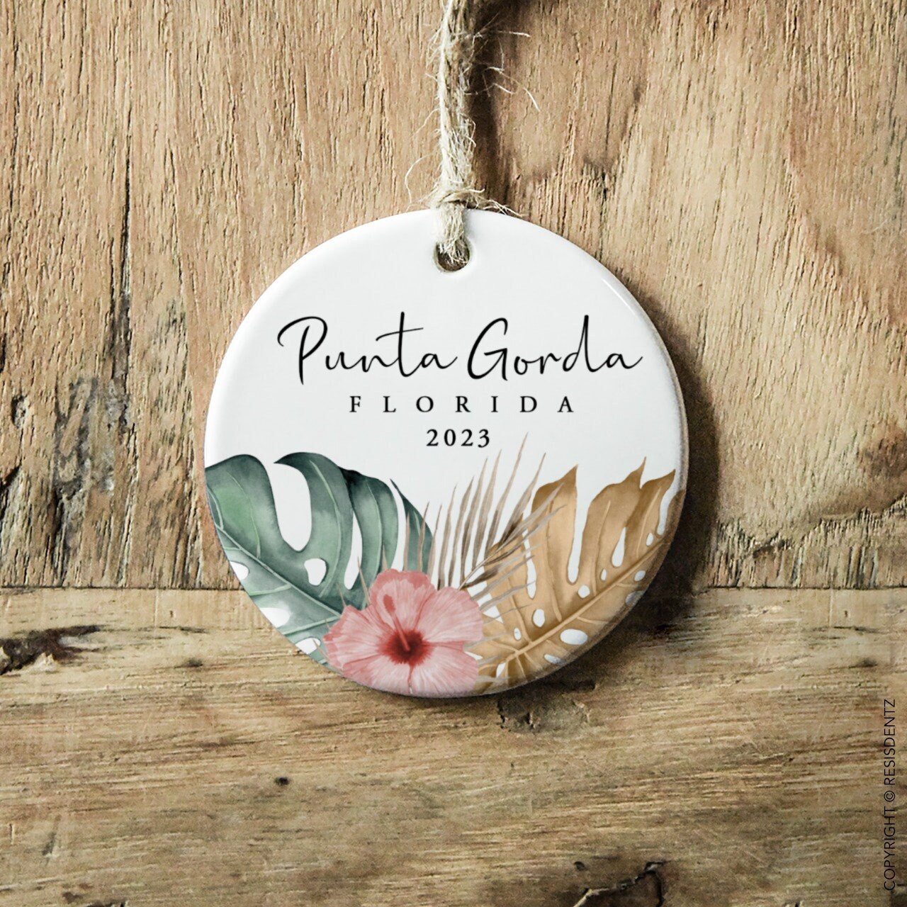 Kundenspezifische Weihnachtshochzeits-Bevorzugungsverzierungen - Tropisches Gold Monstera - Personalisierte Verzierungen für die Hochzeit - Geschenkboxoptionen verfügbar