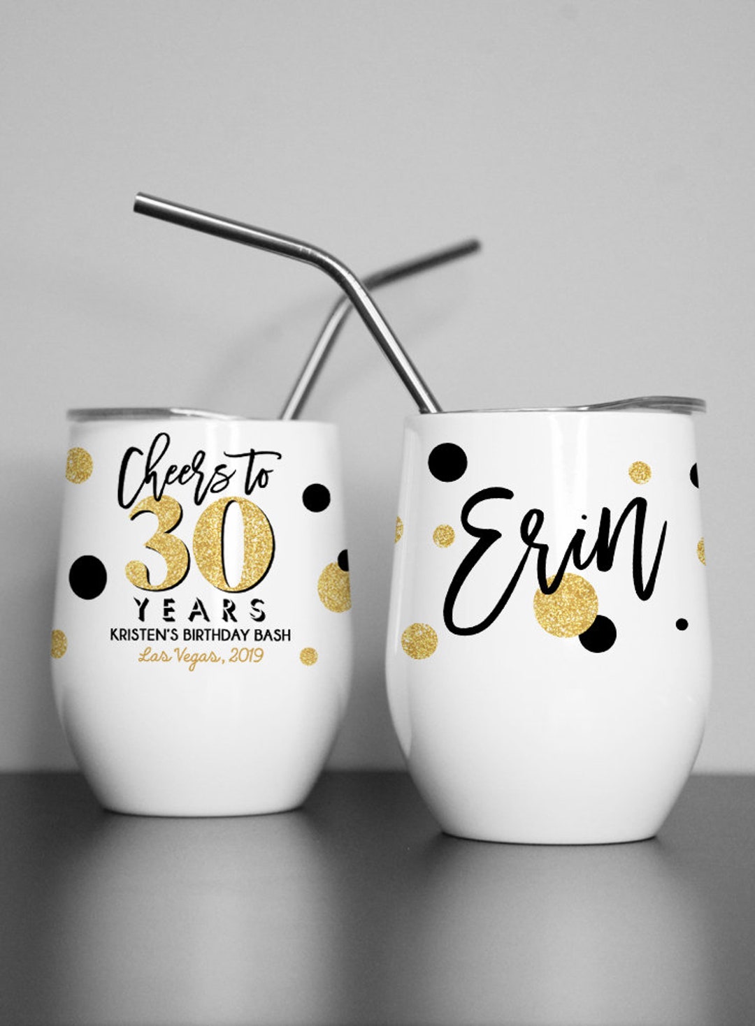 Custom Birthday Wine Tumbler, Personalized 21st 30th 40th 50th Birthday