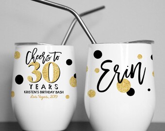 Custom Birthday Wine Tumbler Personalized 21st 30th 40th 50th Etsy Uk
