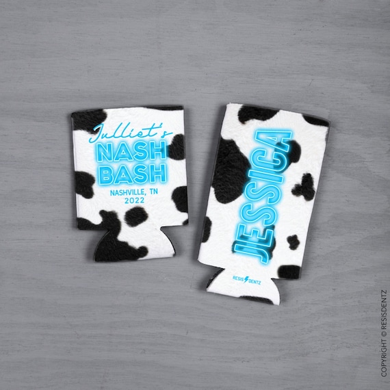 Custom Cow Print Neon Can Coolers Nash Bash Lets Get Rowdy Etsy 日本