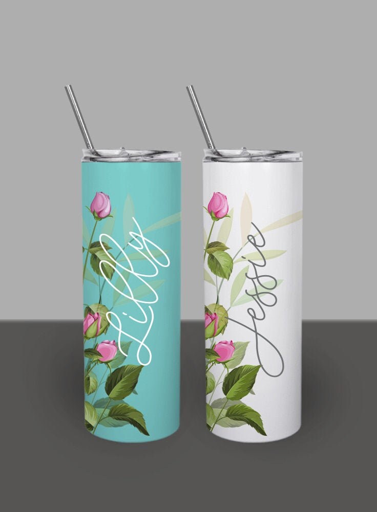 Vasos personalizados con tapa y popote, de 20, para café y viajes; regalo  personalizado para mujeres
