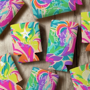 Tropical Can Coolers – Personalized Summer Wedding Favors