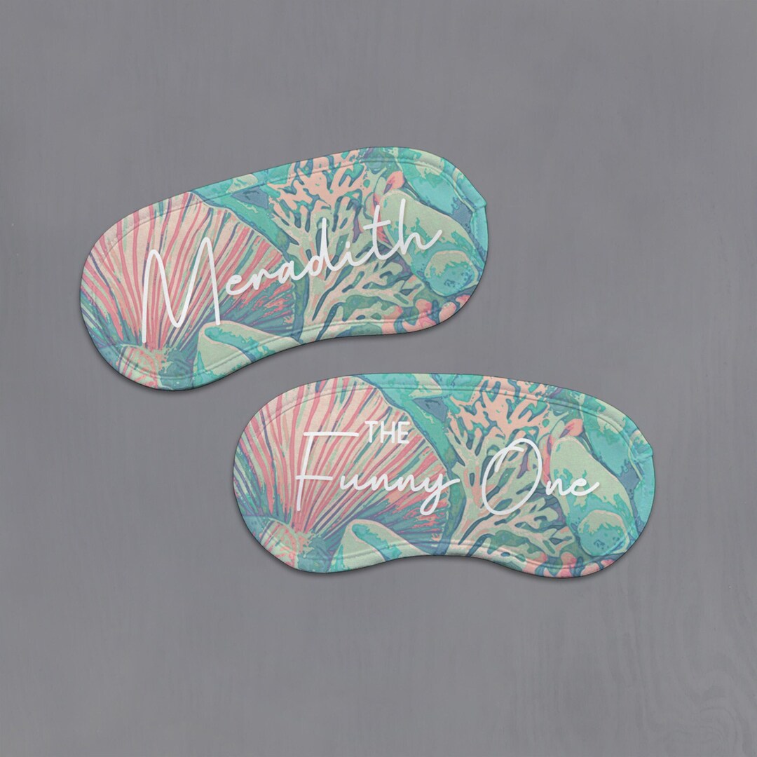 Sea Pattern Design Mask Seashell Coral Pattern Sleep Mask - Personalized Bridesmaid Party Favor ...