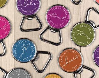 Magnetic Bottle Opener - Personalized Save The Dates - Custom Wedding Favors - Customize Text For Your Event