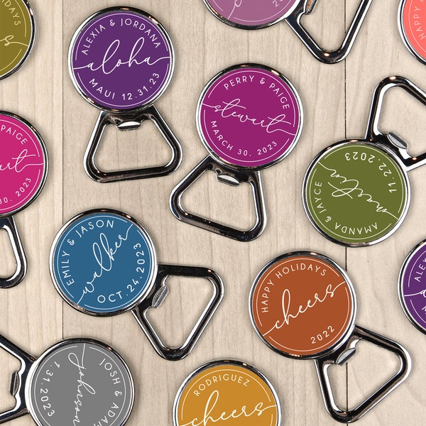 Magnetic Bottle Opener - Personalized Save The Dates - Custom Wedding Favors - Customize Text For Your Event