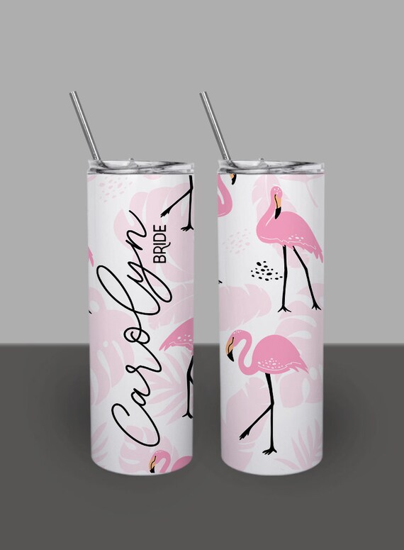 Flamingo Tumblers Pastel Custom Skinny Tumbler Bridesmaid ...